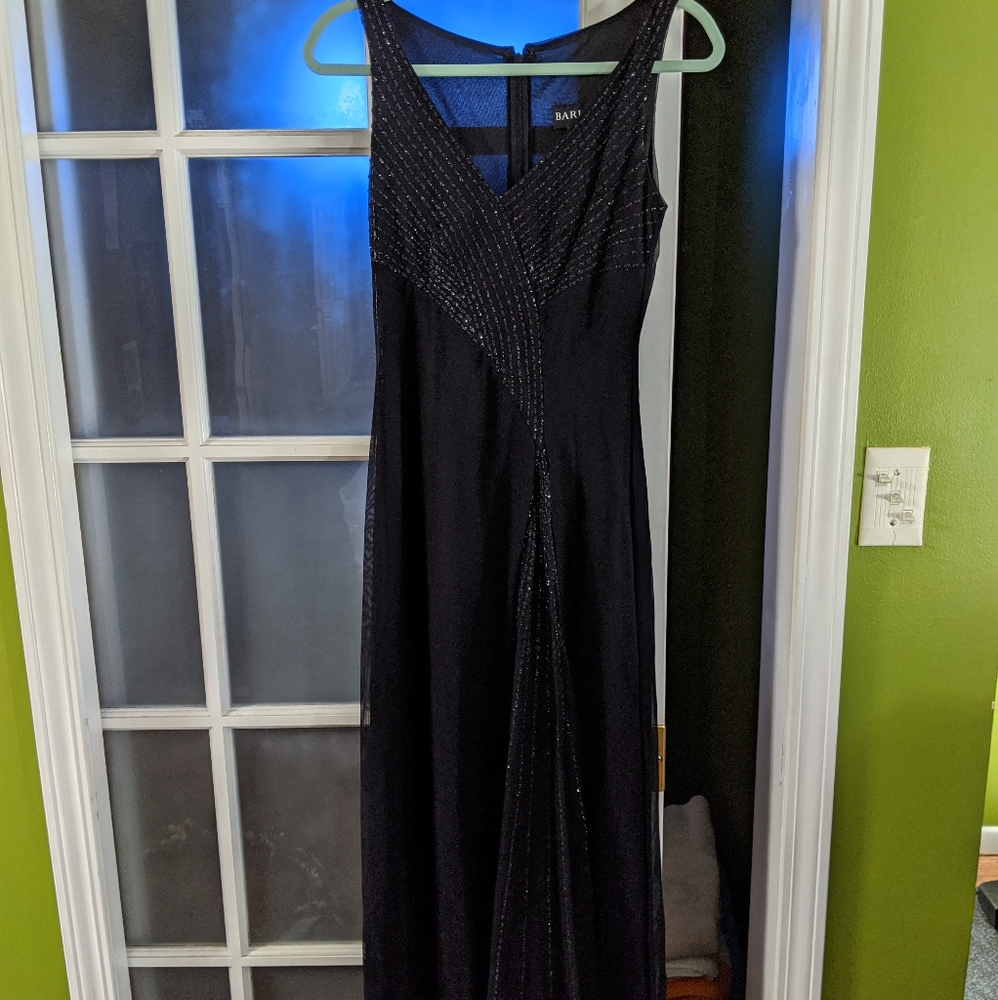 Bari Jay Black Beaded Gown